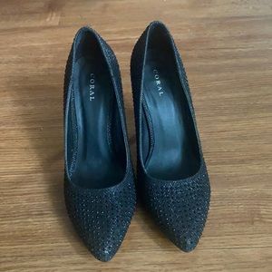 BLACK SHINY HEELS 3.5 inches